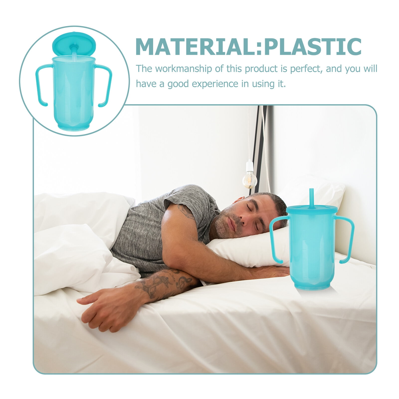 QIDITONG 2pcs Adult Sippy Cups For Elderly Sippy Cup With Straw Hospital Water Bottle With Straw Plastic Cup With Handle Adult Sippy Cups