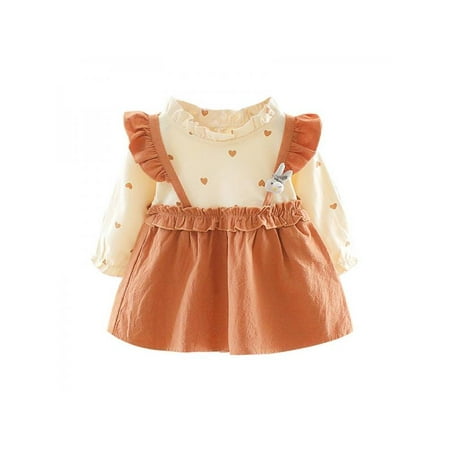 

Spring Autumn Casual Baby Girls Heart Print Long Sleeve Patchwork Cotton Dress Kids Toddler Pageant Sundress 0-3Years