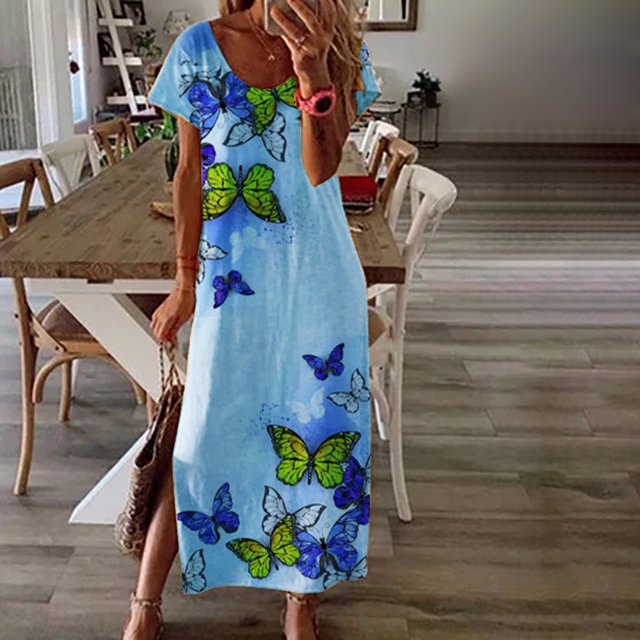 SMihono Robe d'Été Bohème pour Femmes Grande Taille Mode Décontractée Confortable Col en V Couleur Unie Sans Manches Ajustée