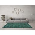 thumbnail image 3 of Ahgly Company Machine Washable Indoor Square Abstract Turquoise Blue Contemporary Area Rugs, 4' Square, 3 of 4