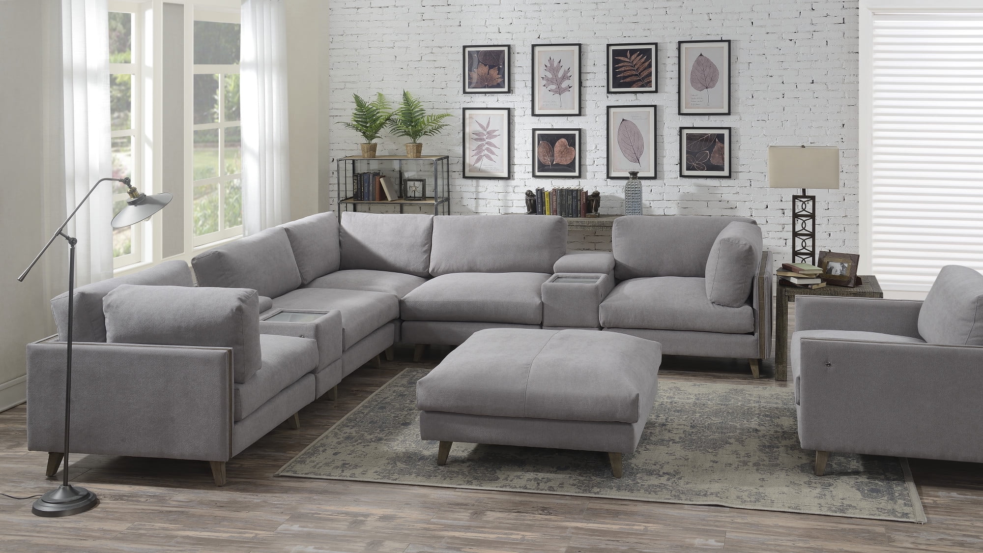 Emerald Home Macyn Dove Gray Modular Sectional, with Pillows, Deep
