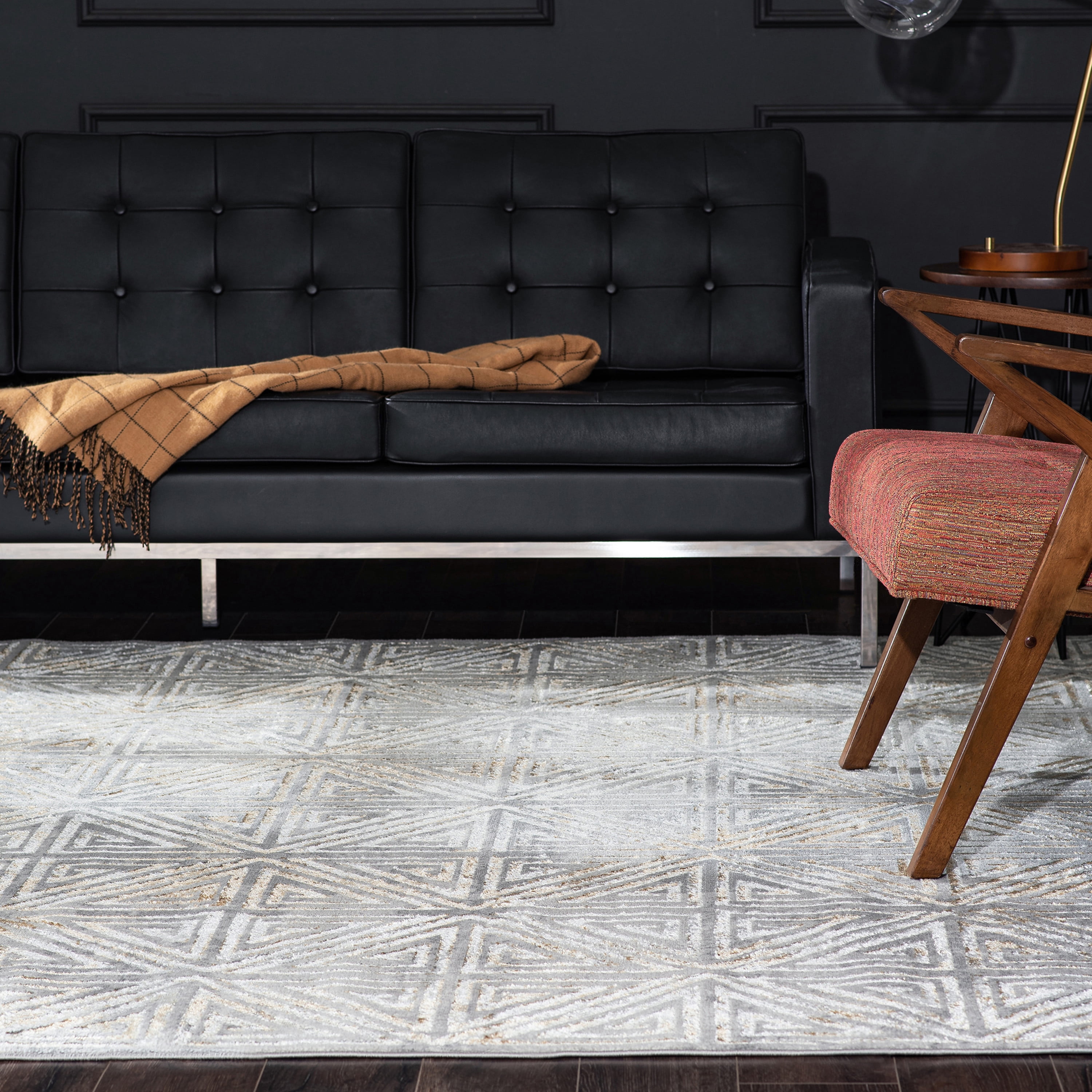 Contemporary 5x8 Area Rug (5'3'' x 7'3'') Abstract Beige, Cream Living Room Easy to Clean