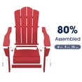 thumbnail image 5 of Wulful Folding Plastic HDPE Patio Adirondack Chair, Red, 5 of 5