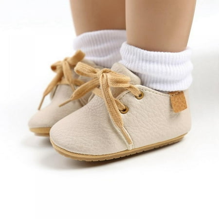 

Promotion Newway Baby Boys Girls Oxford Dress Shoes Non Slip Lace Up Sneaker PU Leather Moccasins Newborn Toddler Loafers First Walker Crib Shoes 3-18 Months