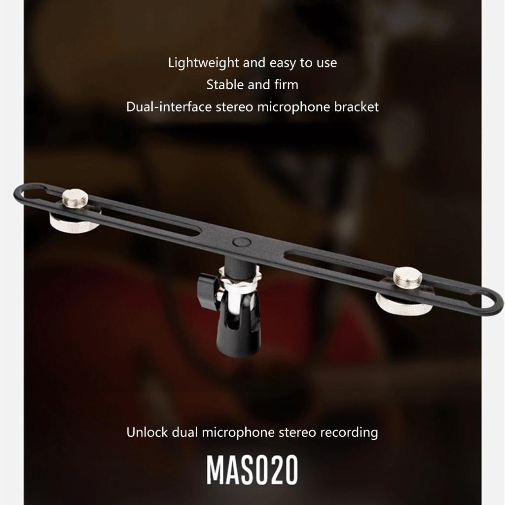 Oasiva Microphone Double Holder 2Way Arm Double Heavy Duty Mic Clip Stereo Mount Brackets