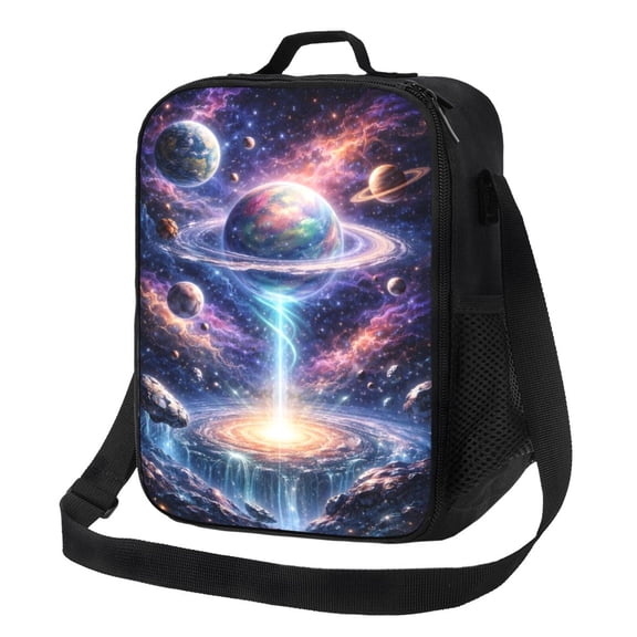 Galaxy Space Universe Lunch Bag Insulated Thermal Box with Shoulder Strap & Handle for Work and Picnic