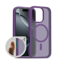 for iPhone 15 Case: Magnetic Translucent Matte Shockproof Slim Compatible with MagSafe - Military Grade Drop Proof Hard Back Anti-Fingerprint Protective Cell Phone Cover,Darkpurple