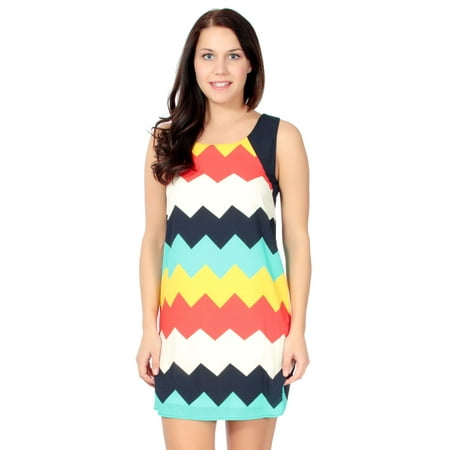 Women's Casual Rainbow Skirt Sleeveless Mini Dress (Best Suit Color With Ivory Dress)