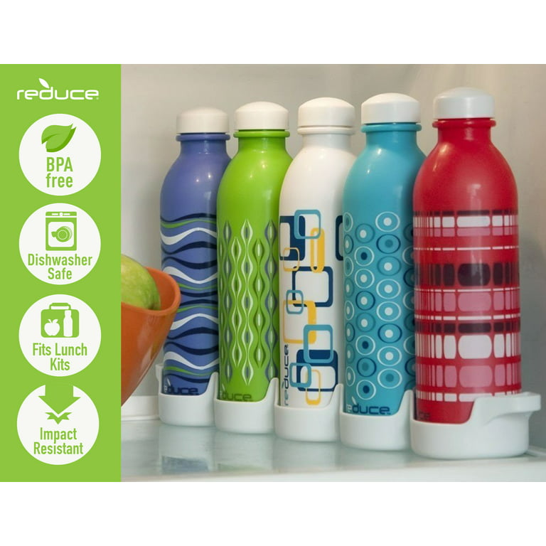 Reduce WaterWeek Reusable Water Bottles, 16oz Classic Style – Includes 5  Refillable Water Bottles Plus Bonus Fridge Tray For Your Water Bottle Set –  BPA Free, Leak-Proof Cap 