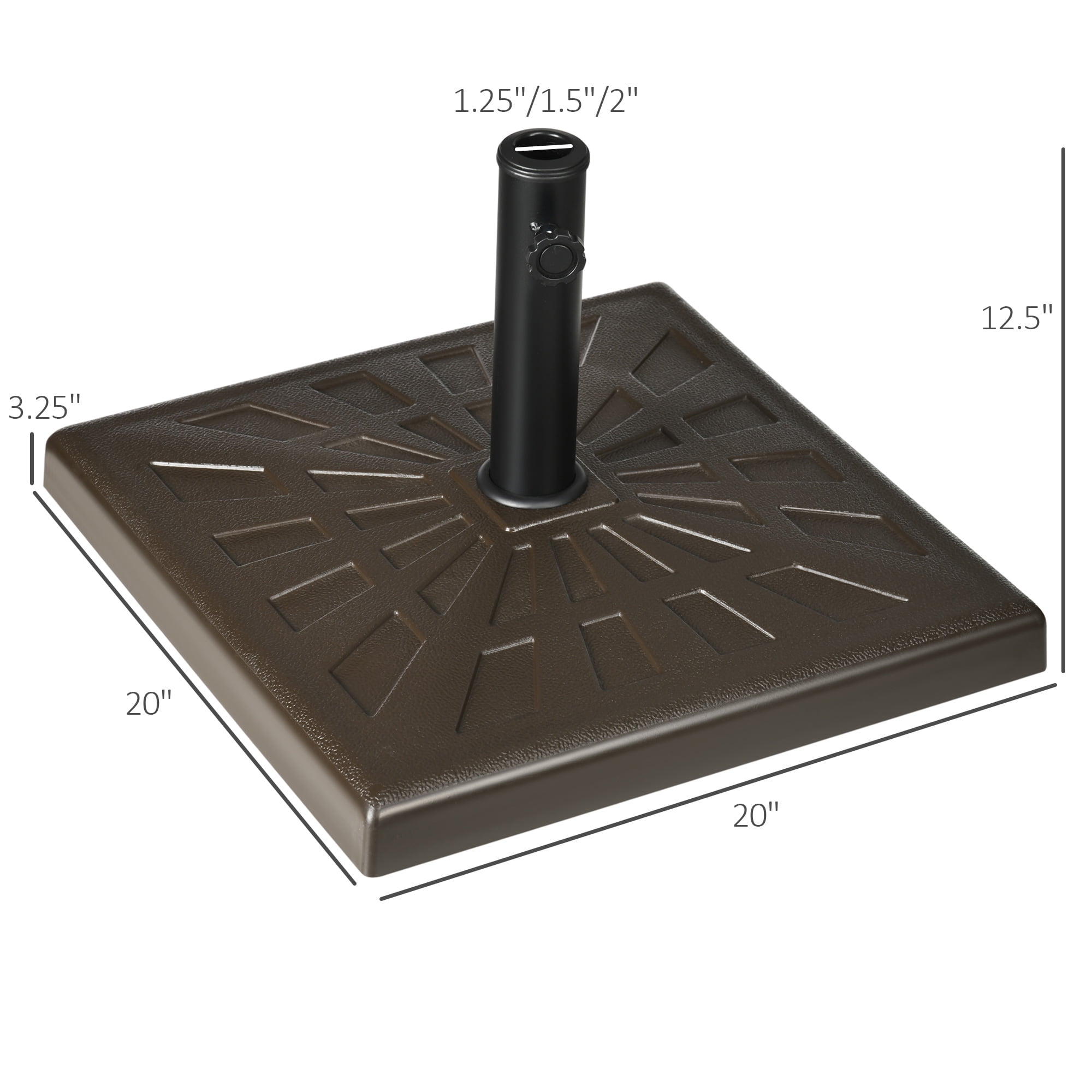 Outsunny 42lbs Resin Patio Umbrella Base 20" Outdoor Umbrella Stand, Brown
