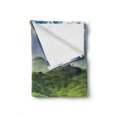thumbnail image 2 of Nature Soft Flannel Fleece Throw Blanket, Rising Sun in the Valley Dark Cloudy Sky Landscape Dramatic Pastoral Heaven Print, Cozy Plush for Indoor and Outdoor Use, 60" x 80", Green Blue, by Ambesonne, 2 of 6