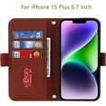thumbnail image 6 of Crossbody Wallet for iPhone 15 Plus Case with Adjustable Lanyard Strap Credit Card Holder 6.7",PU Leather Handbag Purse Kickstand Make Up Mirror Cover Case for Men Women Girl,Brown, 6 of 14