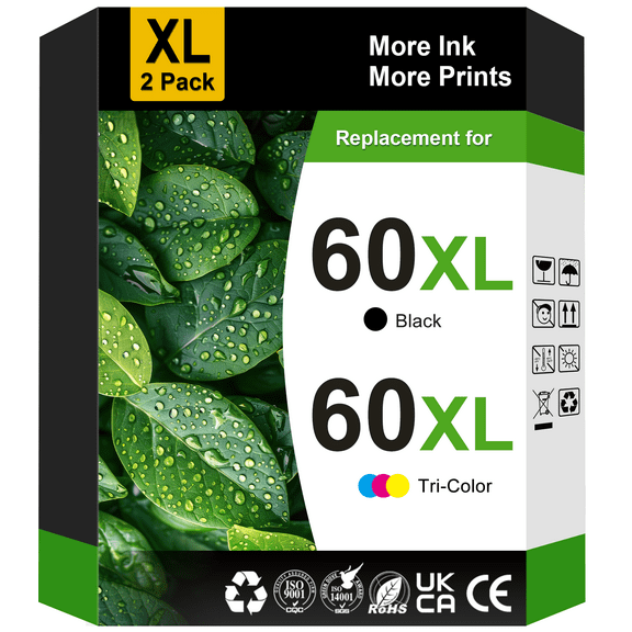 60XL Ink Compatible for HP 60 Ink Cartridge Combo Pack for HP Envy 100 110 Printer ( Black,Color)