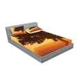 thumbnail image 2 of Ambesonne Tree Fitted Sheet & Pillow Sham Set, Countryside Farm Sunrise, Full, Brown Orange, 2 of 2