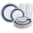 thumbnail image 2 of Smarty White w/ Blue & Silver Royal Plastic Wedding Value Set (60 Guests), 2 of 7