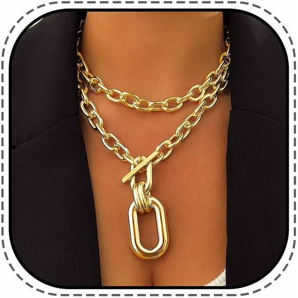 Chunky Gold Necklace Cuban Link Chain Punk Hip-hop Necklaces for Women