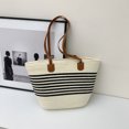 thumbnail image 1 of Bolsa Bolso de ganchillo para mujer, bolso de hombro de paja suave, bolso de playa de viaje de verano (negro), 1 of 6