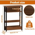 thumbnail image 2 of GarveeHome Narrow Side Table with Storage Shelf, 3-Tier Slim End Table with Magazine Holder, Modern Sofa Thin Tables, Walnut, 2 of 7
