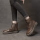 thumbnail image 4 of NECHOLOGY Botas Mujer Adulto Femenino Zapatos Botines de mujer Moda mujer color sólido cómodos tacones cuadrados con cordones botines cortos zapatos de punta redonda (Brown, 7), 4 of 5