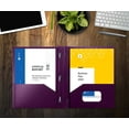 thumbnail image 4 of Better Office Products Purple Plastic 2 Pocket Folders with Prongs, Heavyweight, Letter Size Poly Folders, 24 Pack, with 3 Metal Prongs Fastener Clips, Purple, 4 of 5