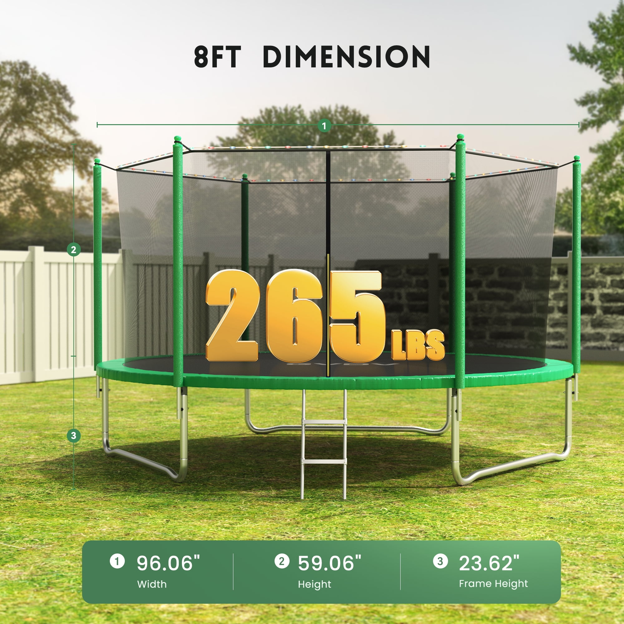 GVDV Backyard Trampoline with Enclosure