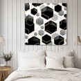 thumbnail image 5 of Wall Art Prints, Black Grey Framed Canvas Prints for Bedroom Living Room Bathroom Office, Geometric Gold White Hexagon Modern Gallery Wrap Wall Art Poster for Gifts Home Decor 28"x28", 5 of 9