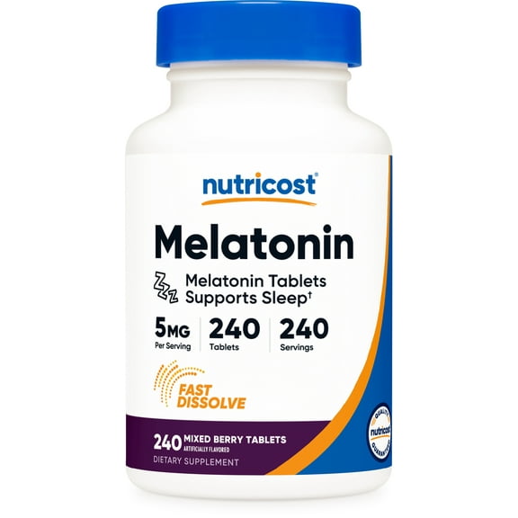 Nutricost Melatonin 5mg, 240 Fast Dissolve Tablets - Non-GMO, Gluten Free Supplement