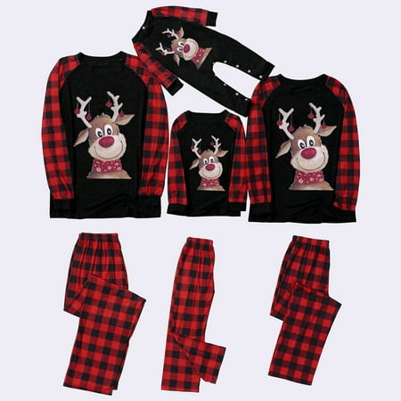 

Leutsin Christmas Deer Head Print Men dy Top And Pants Suit Family Clothes Pajamas