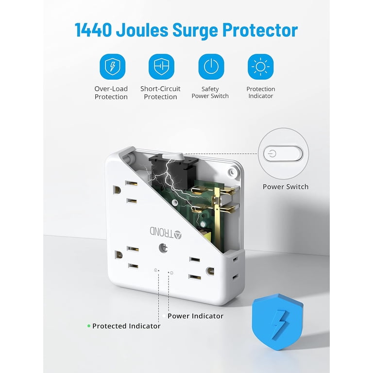 Wall Outlet Surge Protector APC P4GC With Timer - 4 AC Outlets, 1080 ...