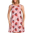 thumbnail image 1 of Easygdp Strawberries para Vestido Transpirable de Mujer, Vestido Suelto de Manga Corta con Pliegues y Bolsillos para el Verano, 1 of 7