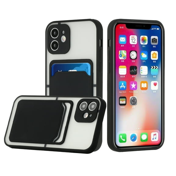 GSA Frosted Hybrid Case w/CC Slot for iPhone 13 (6.1") - Clear/Black