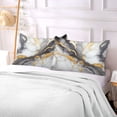 thumbnail image 5 of Gold White Ink Marble Plush Pillow Cases Queen Size Ultra Soft Warm Pillowcases with Zipper 20"x30", 5 of 9