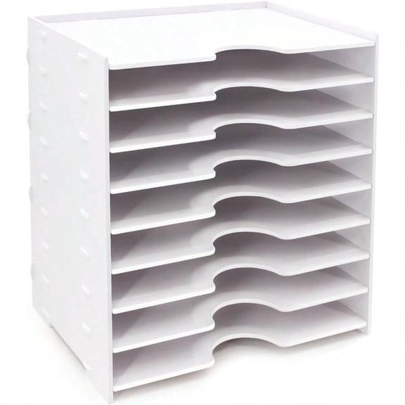 File Organizer For Desk 9 Tier Wide Document Holder Letter Mail Tray Storage Rack File Sorter Organizer Paper Storage Holder Desktop Organizer For Home Office School White