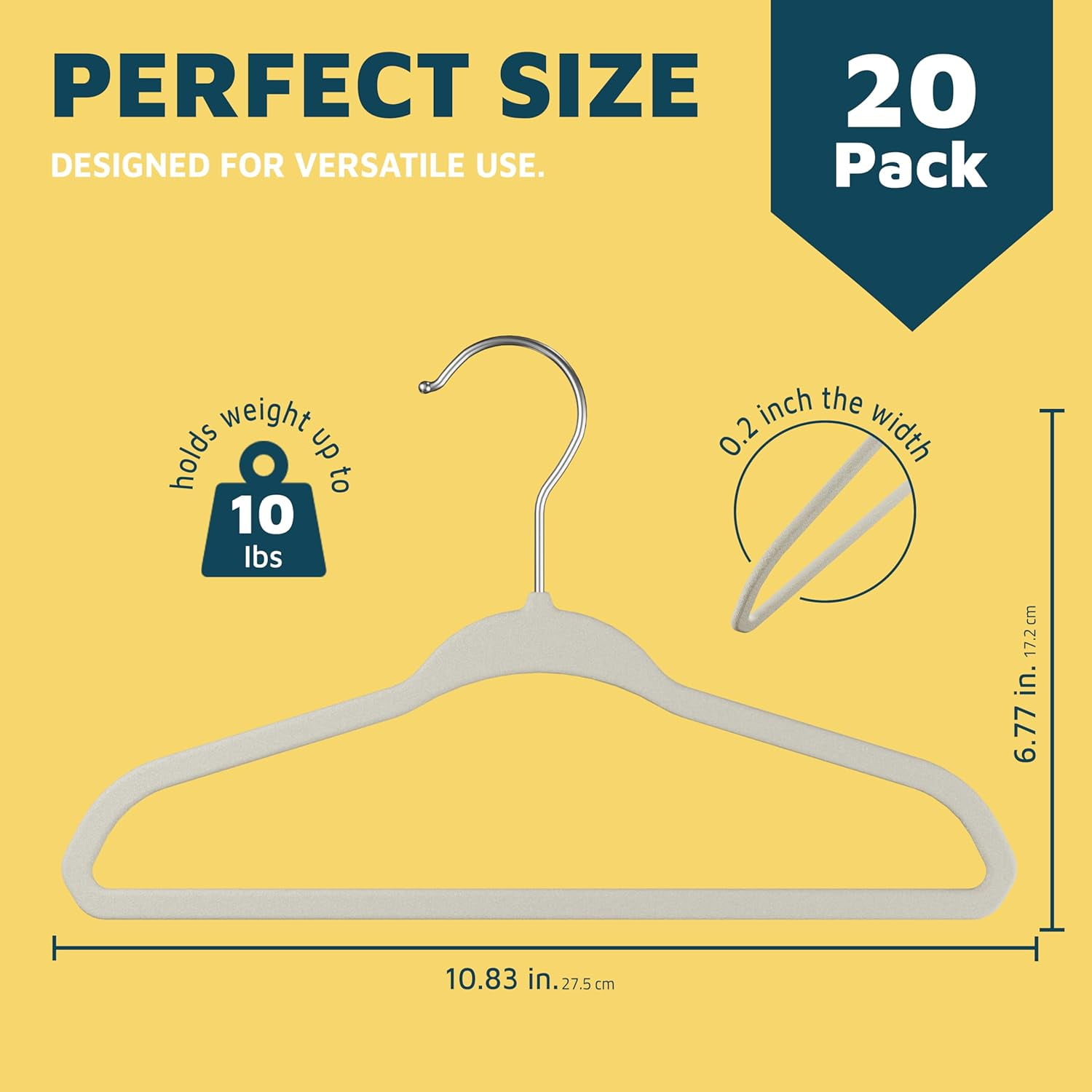 Lifemaster Velvet Kids Hangers, 20-Pack Non-Slip Baby & Toddler Clothes Hangers, Slim Space-Saving with Swivel Hook, Ivory