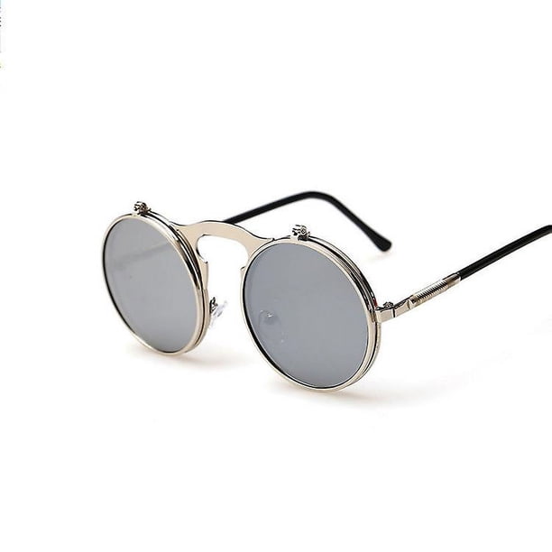 Gafas de sol redondas YONGSHENG estilo Steampunk para hombre y mujer lentes transparentes circulares dobles