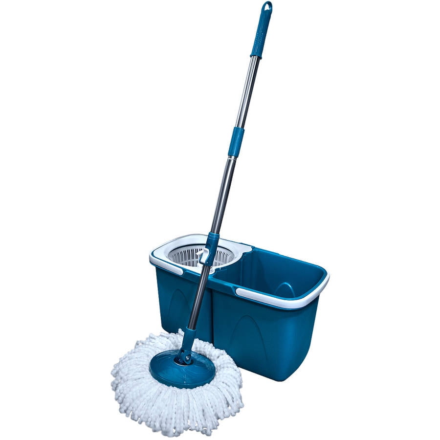 Hand Press AutoDrying Spinning Mop & Dual Bucket System with Micro