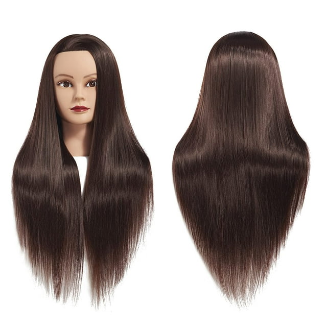 Cabeza de entrenamiento Cabeza de maniquí de 26 "" - 28 "" Maniquí de peinado Cosmetología Cabeza de muñeca Fibra sintética Cabello Peluquería Modelo de entrenamiento Abrazadera gratuita (1711D0420)