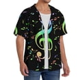 thumbnail image 2 of JUNZAN Music Notes Print Mens Casual Button Down Shirts Short Sleeve Shirt-Large, 2 of 5