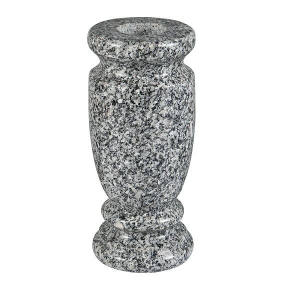 CasaWorks Gray Granite Cemetery Vase for Grave Decorations,Heavy Headstone Memorial Flower Holder