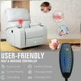 thumbnail image 3 of Rocking Recliner Chair, Massage Rocker Recliner Chair with Vibration Massage and Heat, USB and Type-C Ports,360° Swivel Faux Leather Chairs, Living Room, Bedroom, Nursery, RV, Light Grey, 3 of 8