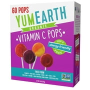 YumEarth Organic Vitamin C MFF30 Pops Variety Pack, 60 Fruit Flavored Favorites Lollipops, Allergy Friendly, Gluten Free, Non-GMO, Vegan, No Artificial Flavors or Dyes