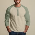 thumbnail image 4 of Hearthz Men's Raglan Tshirts 3/4 Length Sleeve Henley Neck Baseball Jersey Contrast Summer Work Tops for Men Fall Men Shirt, 4 of 9