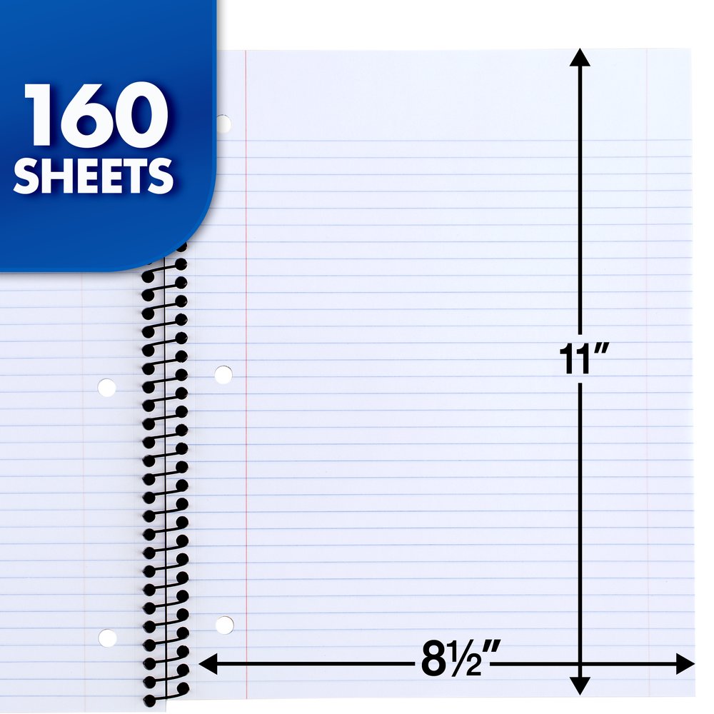 Mead Spiral Notebook, 5 Subject, College Ruled, 8 1/2