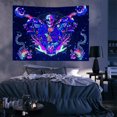thumbnail image 5 of Póster de pared Trippy reactivo UV, tapiz de decoración de habitación Hippie, tapiz de pared de esqueleto, 5 of 5
