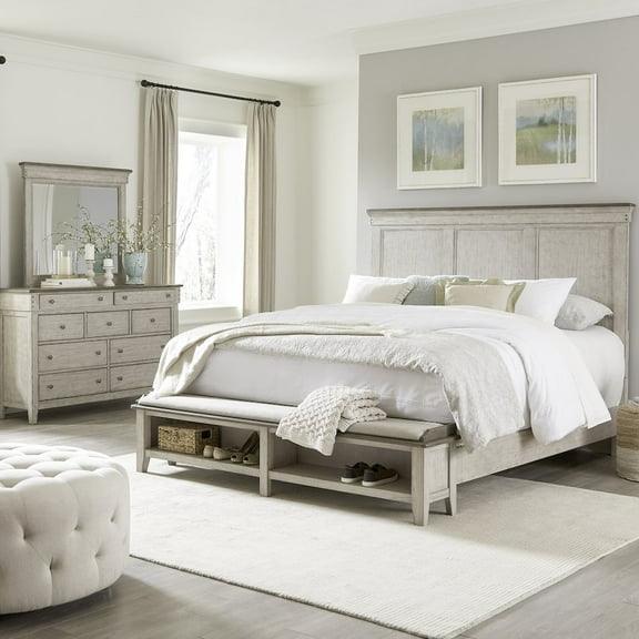 Liberty Furniture Industies, INC King Storage Bed, Dresser & Mirror in Poplar Solids w/ Pine & Alder Veneers