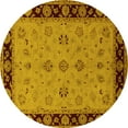 thumbnail image 1 of Ahgly Company Indoor Round Oriental Yellow Traditional Area Rugs, 6' Round, 1 of 4