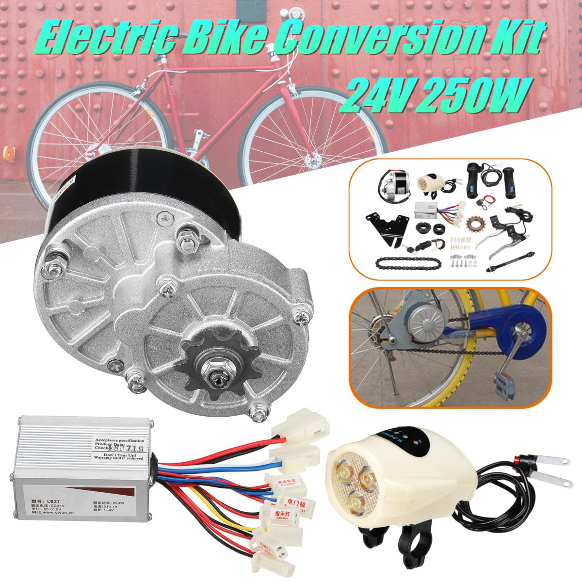 Electric Bicycle Motor Kit 24V 250W E-Bike Conversion Kit Motor Controller