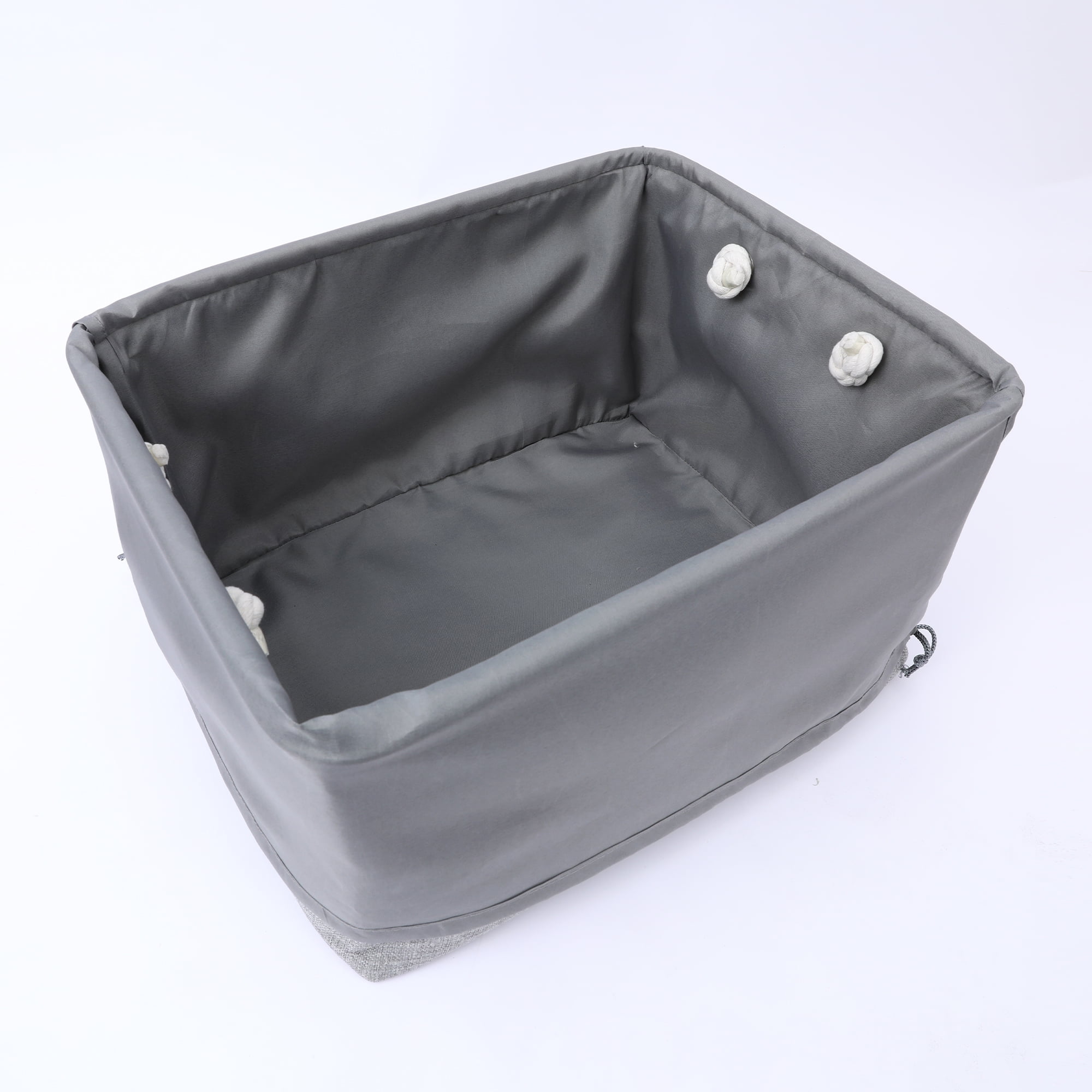 Unique Bargains Fabric Storage Cube Storage Bin Storage Basket Grey 17.7*13.8*10in