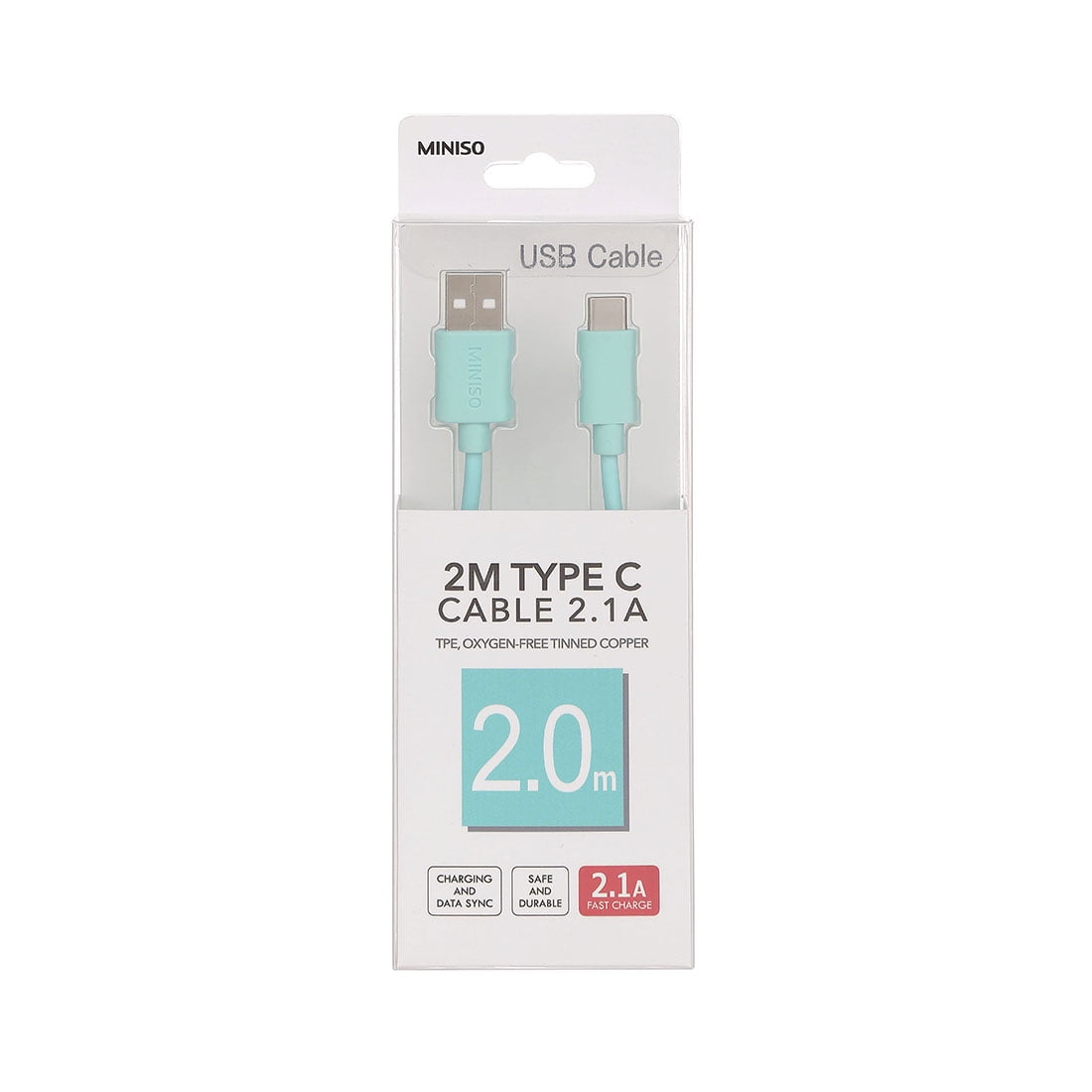 MINISO 2M TPE Cord USB Type C Cable 2.1A Fast Charging Cable for