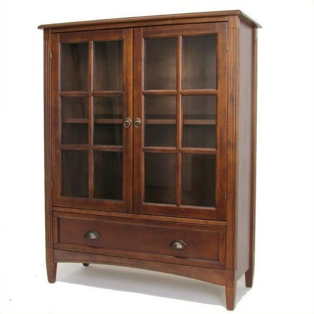 Wayborn 1 Shelf Barrister Bookcase with Glass Door in Brown Walmart
